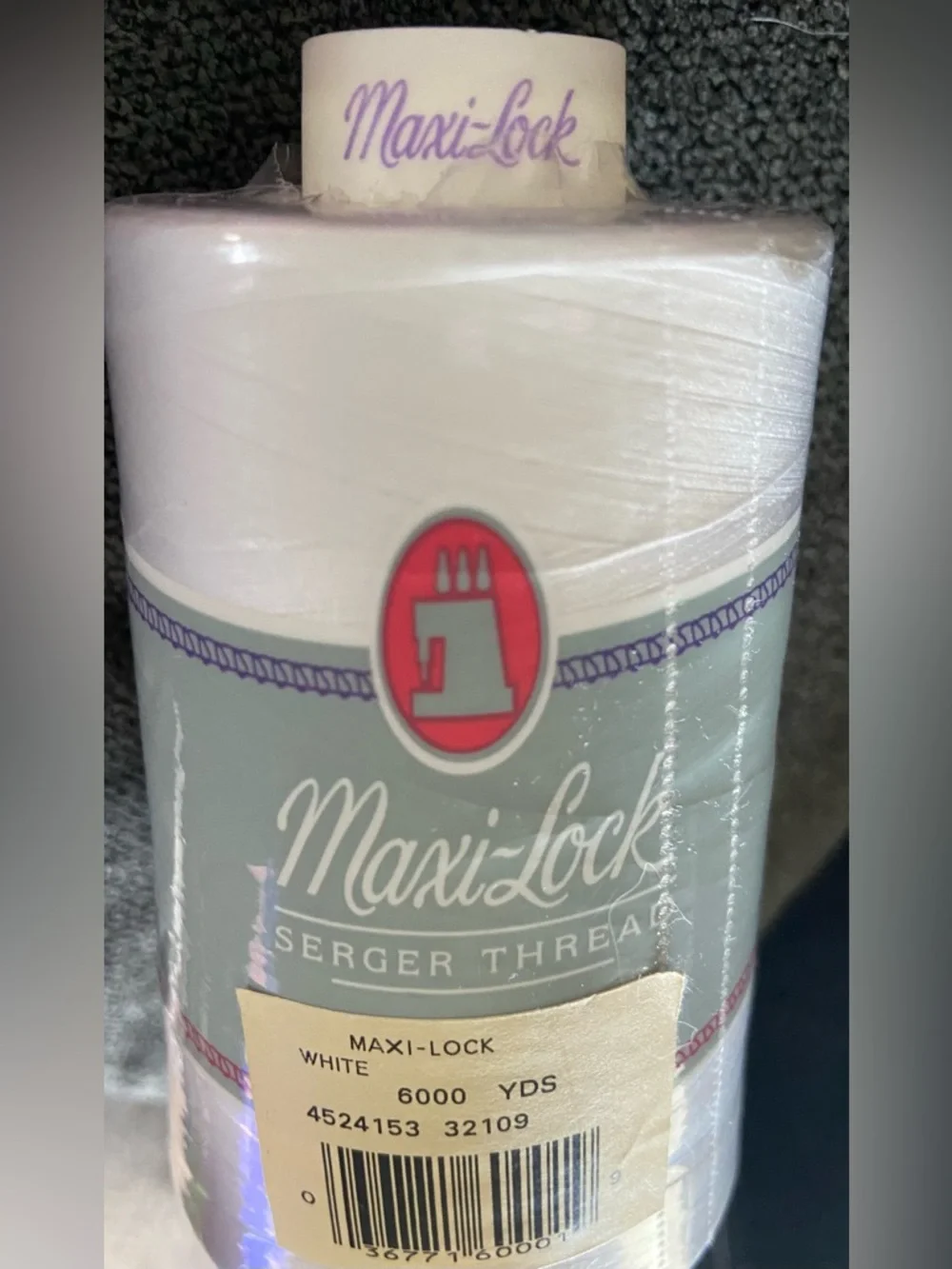 Maxi Lock White Thread 🧵 6000 Yards Large Spool of Serger 💯% Polyester